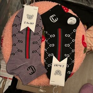 Stylish Women's Patterned Socks - Black and Purple